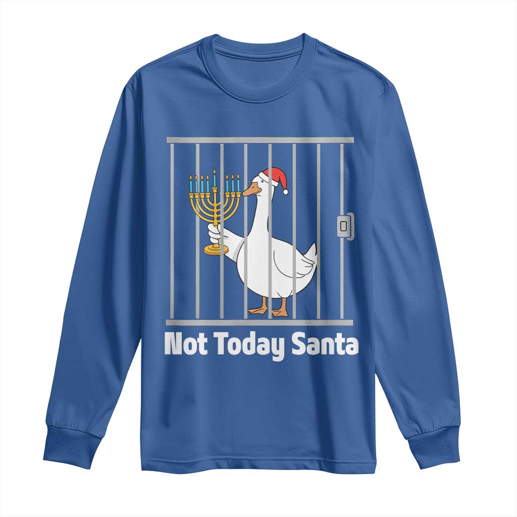 Funny Goose Hanukkah Chanukah Long Sleeve Shirt Not Today Santa - Wonder Print Shop