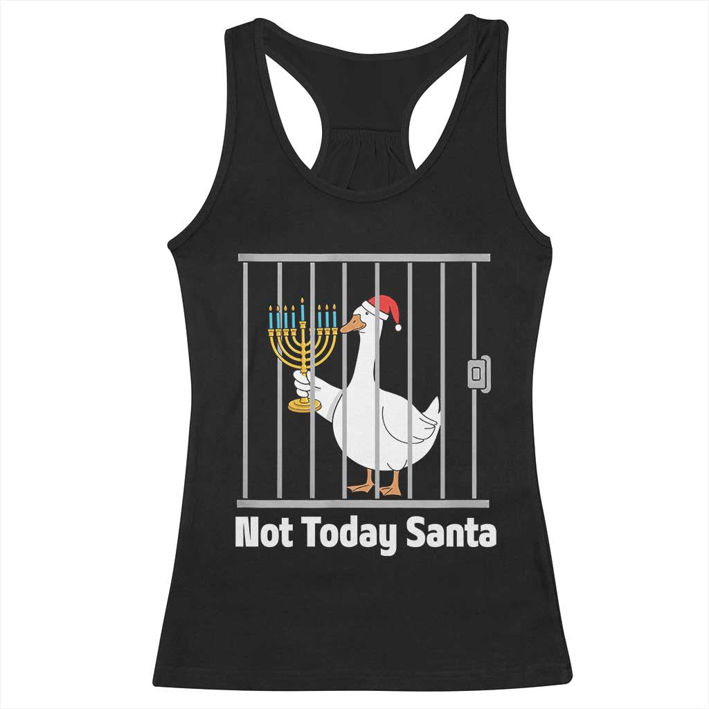 Funny Goose Hanukkah Chanukah Racerback Tank Top Not Today Santa - Wonder Print Shop