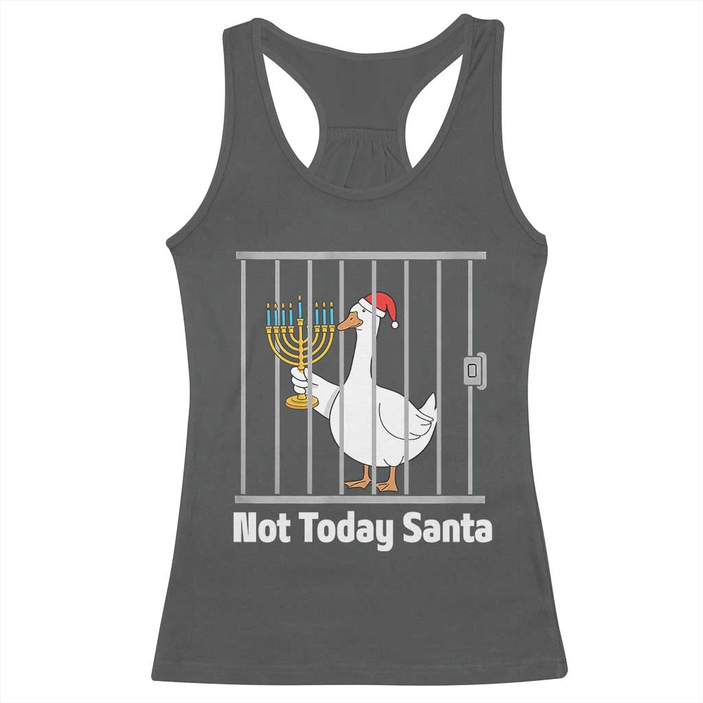 Funny Goose Hanukkah Chanukah Racerback Tank Top Not Today Santa - Wonder Print Shop