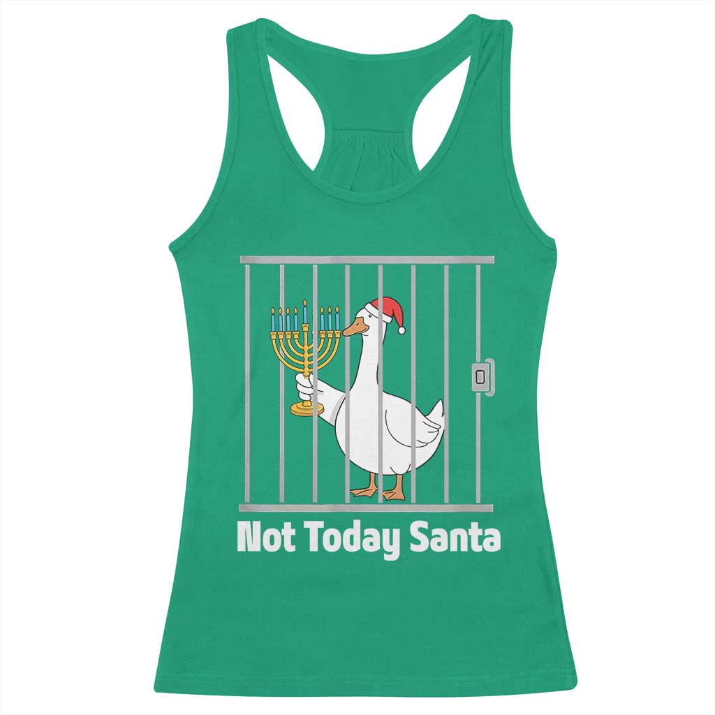 Funny Goose Hanukkah Chanukah Racerback Tank Top Not Today Santa - Wonder Print Shop