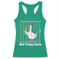 Funny Goose Hanukkah Chanukah Racerback Tank Top Not Today Santa - Wonder Print Shop