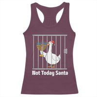Funny Goose Hanukkah Chanukah Racerback Tank Top Not Today Santa - Wonder Print Shop