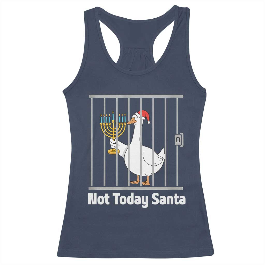 Funny Goose Hanukkah Chanukah Racerback Tank Top Not Today Santa - Wonder Print Shop