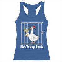 Funny Goose Hanukkah Chanukah Racerback Tank Top Not Today Santa - Wonder Print Shop