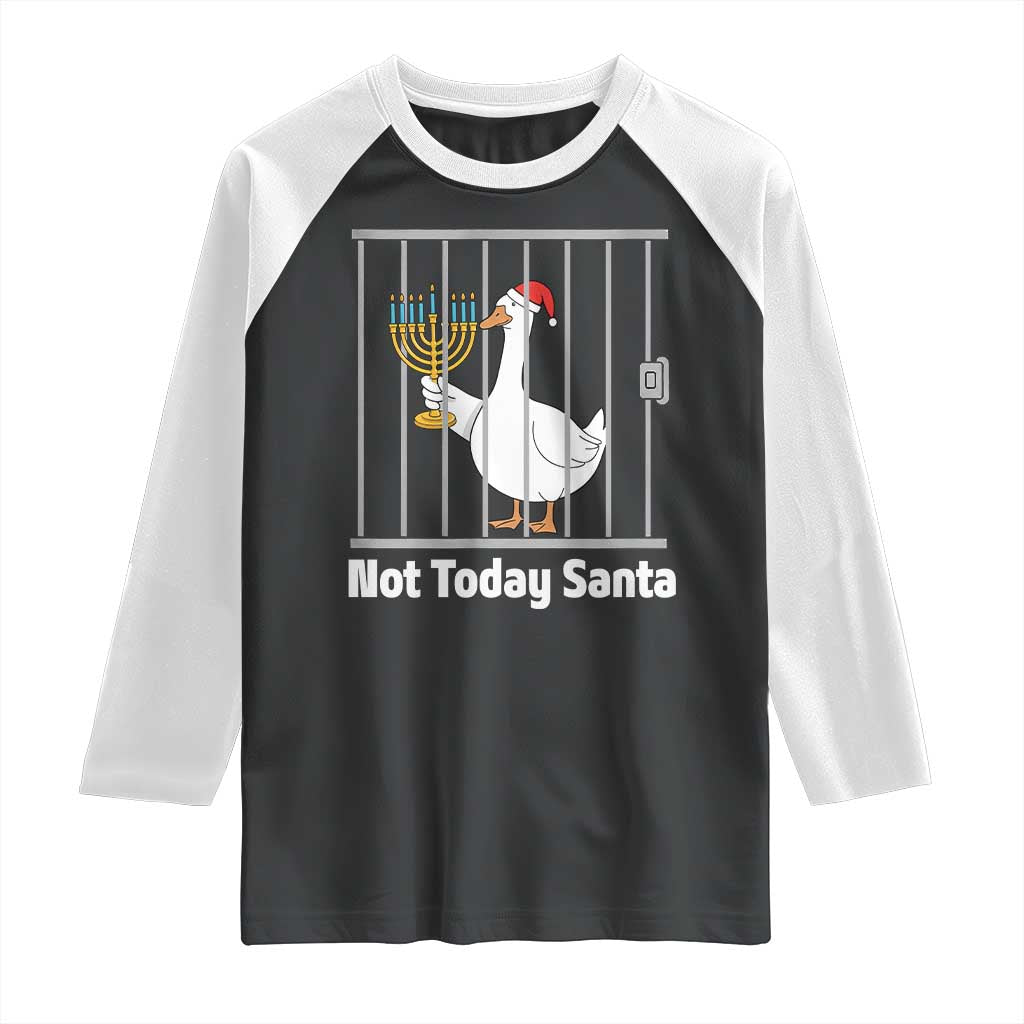 Funny Goose Hanukkah Chanukah Raglan Shirt Not Today Santa - Wonder Print Shop