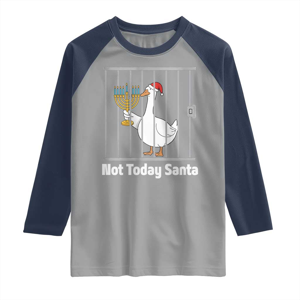 Funny Goose Hanukkah Chanukah Raglan Shirt Not Today Santa - Wonder Print Shop