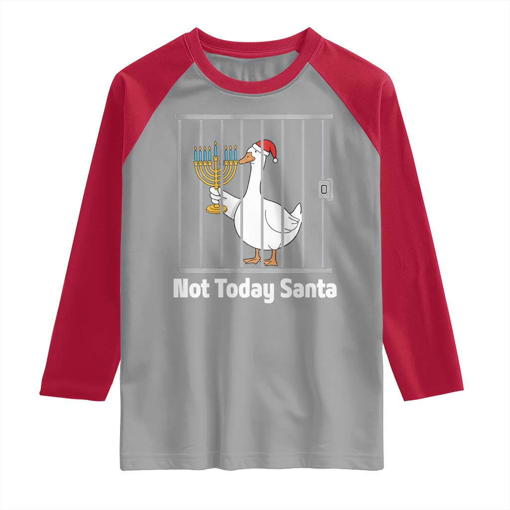 Funny Goose Hanukkah Chanukah Raglan Shirt Not Today Santa - Wonder Print Shop