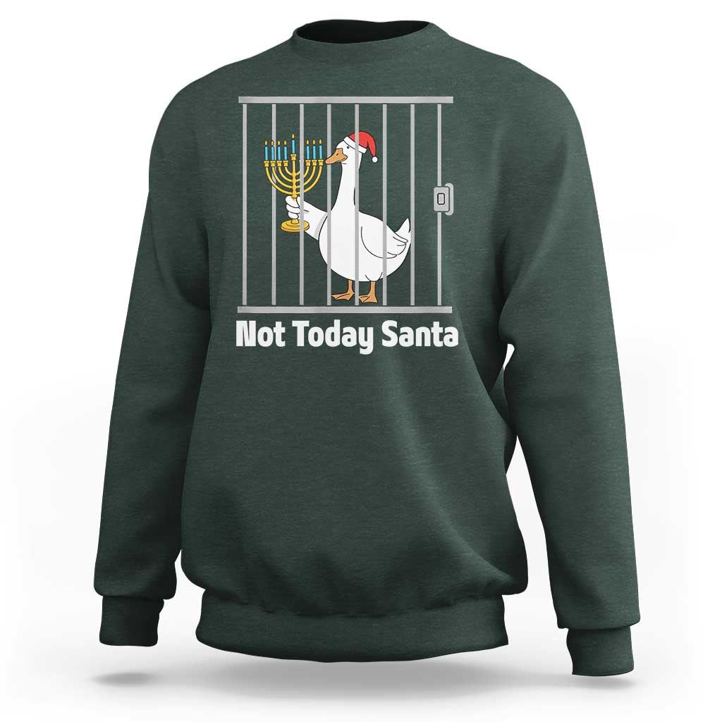 Funny Goose Hanukkah Chanukah Sweatshirt Not Today Santa - Wonder Print Shop