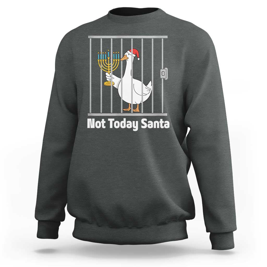 Funny Goose Hanukkah Chanukah Sweatshirt Not Today Santa - Wonder Print Shop