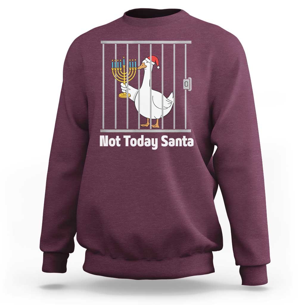 Funny Goose Hanukkah Chanukah Sweatshirt Not Today Santa - Wonder Print Shop