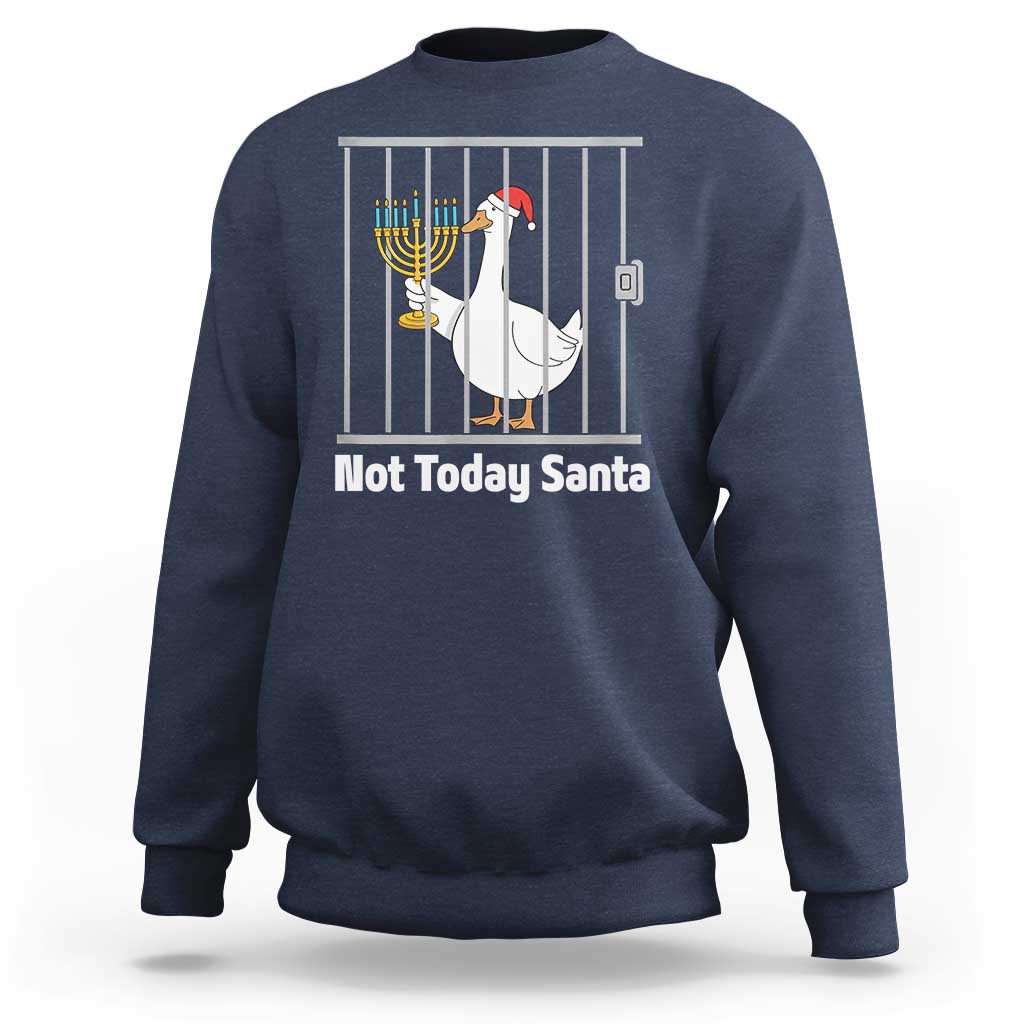 Funny Goose Hanukkah Chanukah Sweatshirt Not Today Santa - Wonder Print Shop
