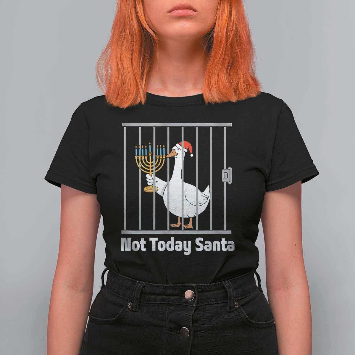 Funny Goose Hanukkah Chanukah T Shirt For Women Not Today Santa - Wonder Print Shop