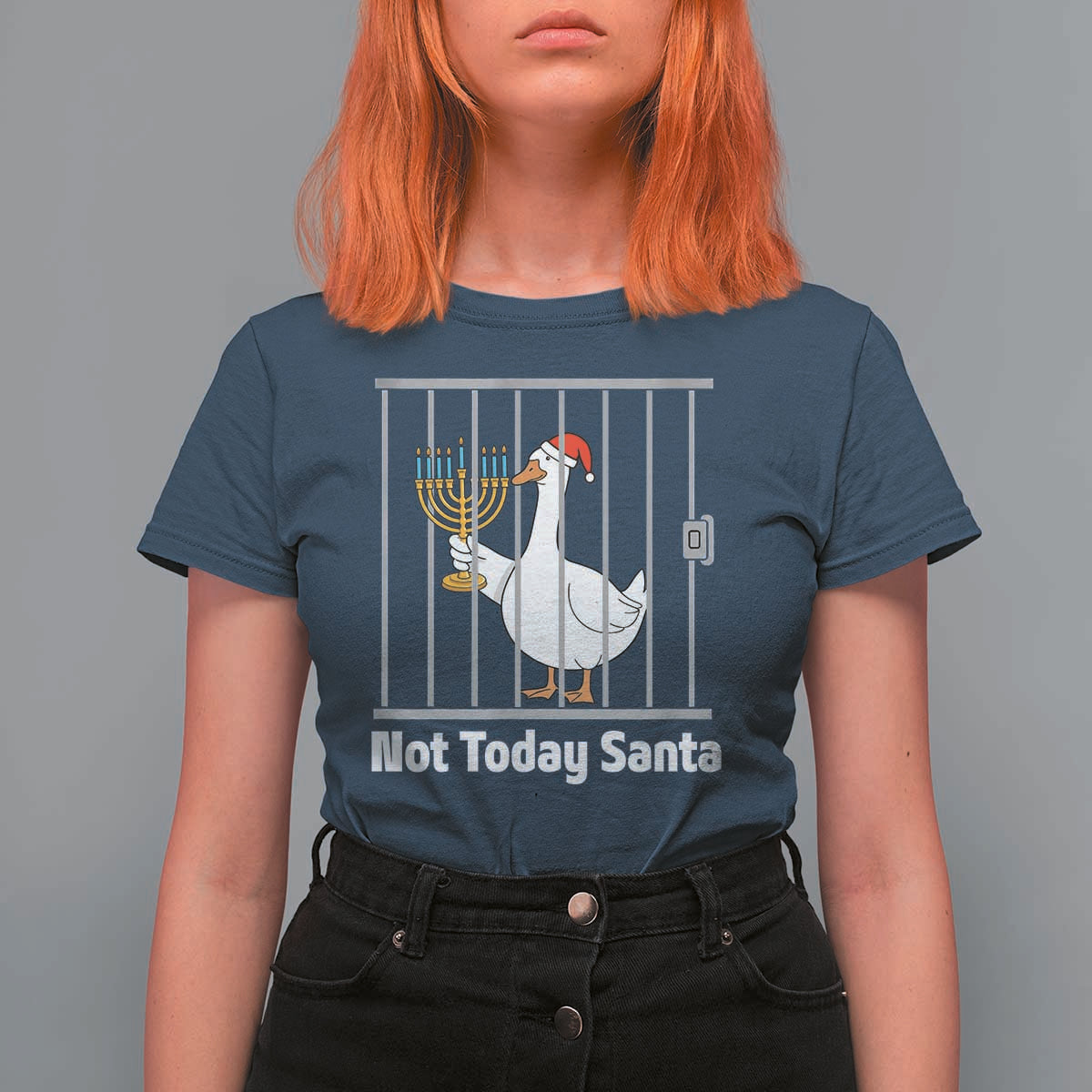 Funny Goose Hanukkah Chanukah T Shirt For Women Not Today Santa - Wonder Print Shop