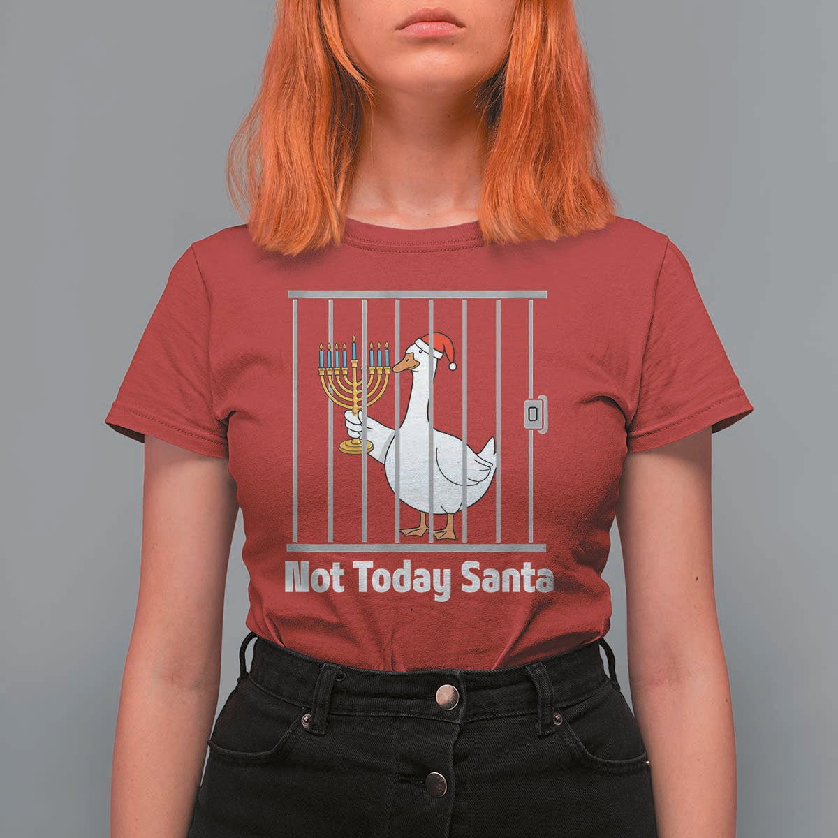 Funny Goose Hanukkah Chanukah T Shirt For Women Not Today Santa - Wonder Print Shop