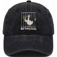 Funny Goose Hanukkah Chanukah Washed Cotton Baseball Cap Not Today Santa