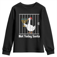 Funny Goose Hanukkah Chanukah Youth Sweatshirt Not Today Santa - Wonder Print Shop