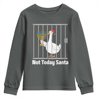 Funny Goose Hanukkah Chanukah Youth Sweatshirt Not Today Santa - Wonder Print Shop