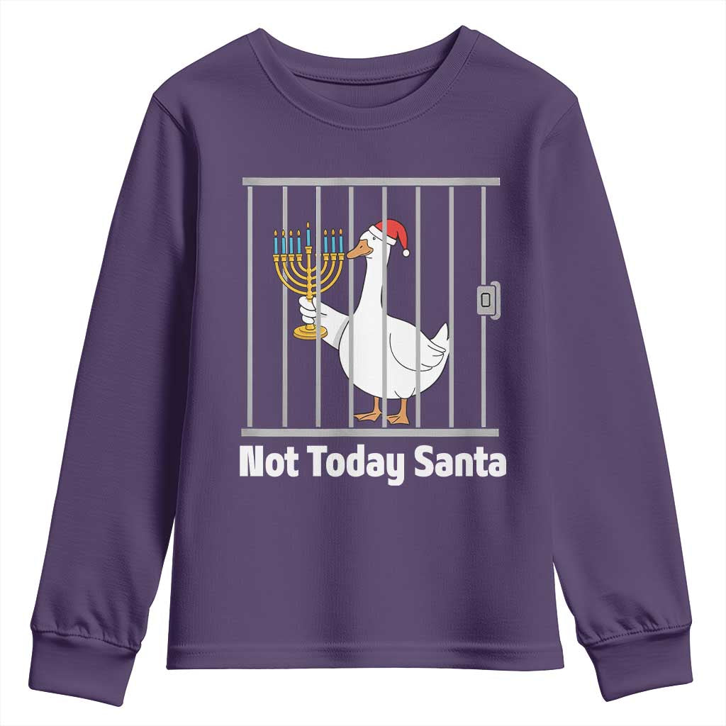 Funny Goose Hanukkah Chanukah Youth Sweatshirt Not Today Santa - Wonder Print Shop