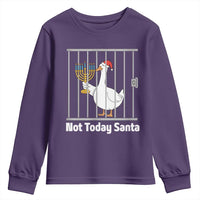 Funny Goose Hanukkah Chanukah Youth Sweatshirt Not Today Santa - Wonder Print Shop
