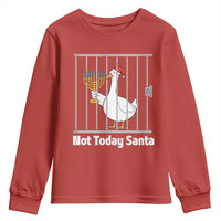 Funny Goose Hanukkah Chanukah Youth Sweatshirt Not Today Santa - Wonder Print Shop
