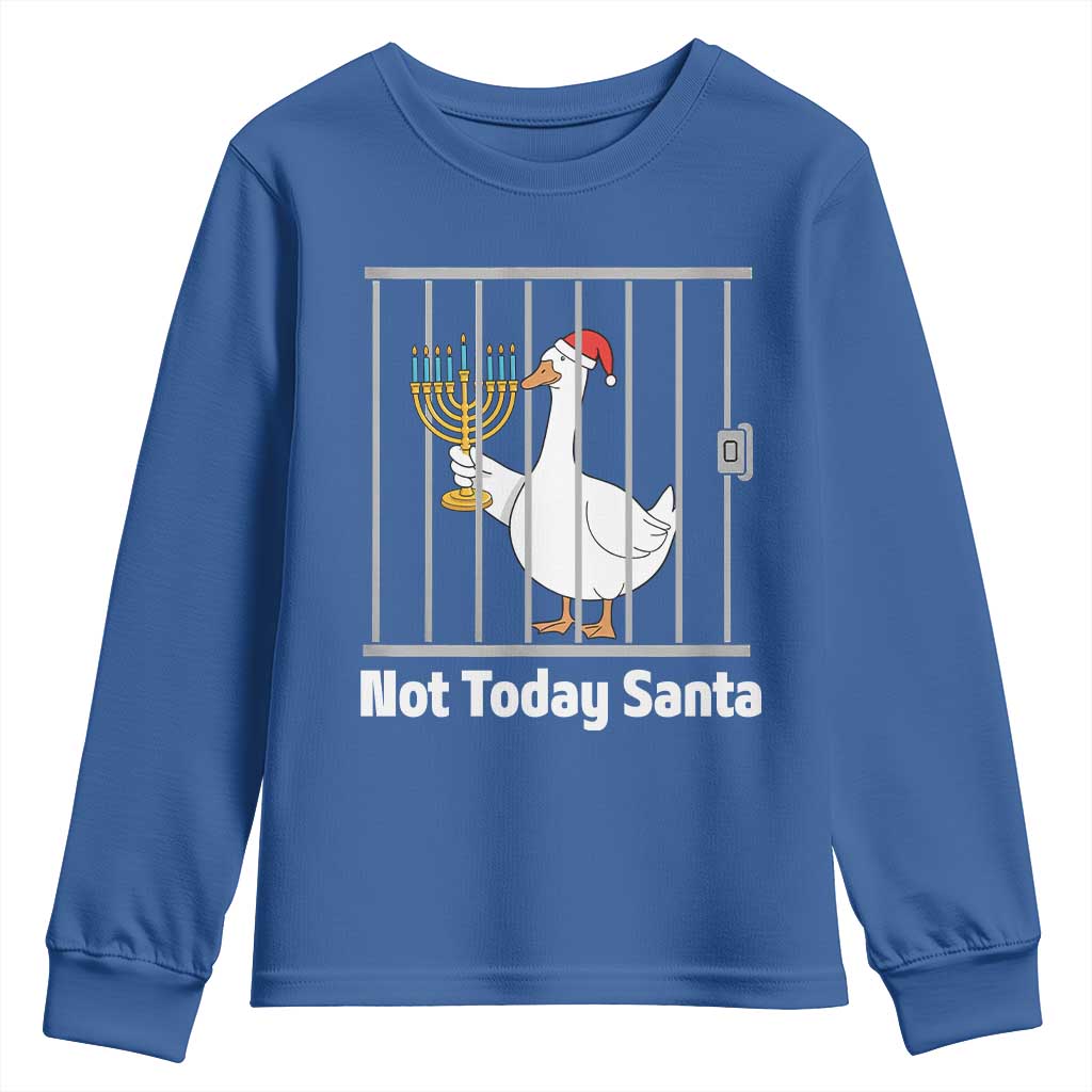 Funny Goose Hanukkah Chanukah Youth Sweatshirt Not Today Santa - Wonder Print Shop