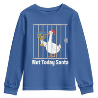 Funny Goose Hanukkah Chanukah Youth Sweatshirt Not Today Santa - Wonder Print Shop