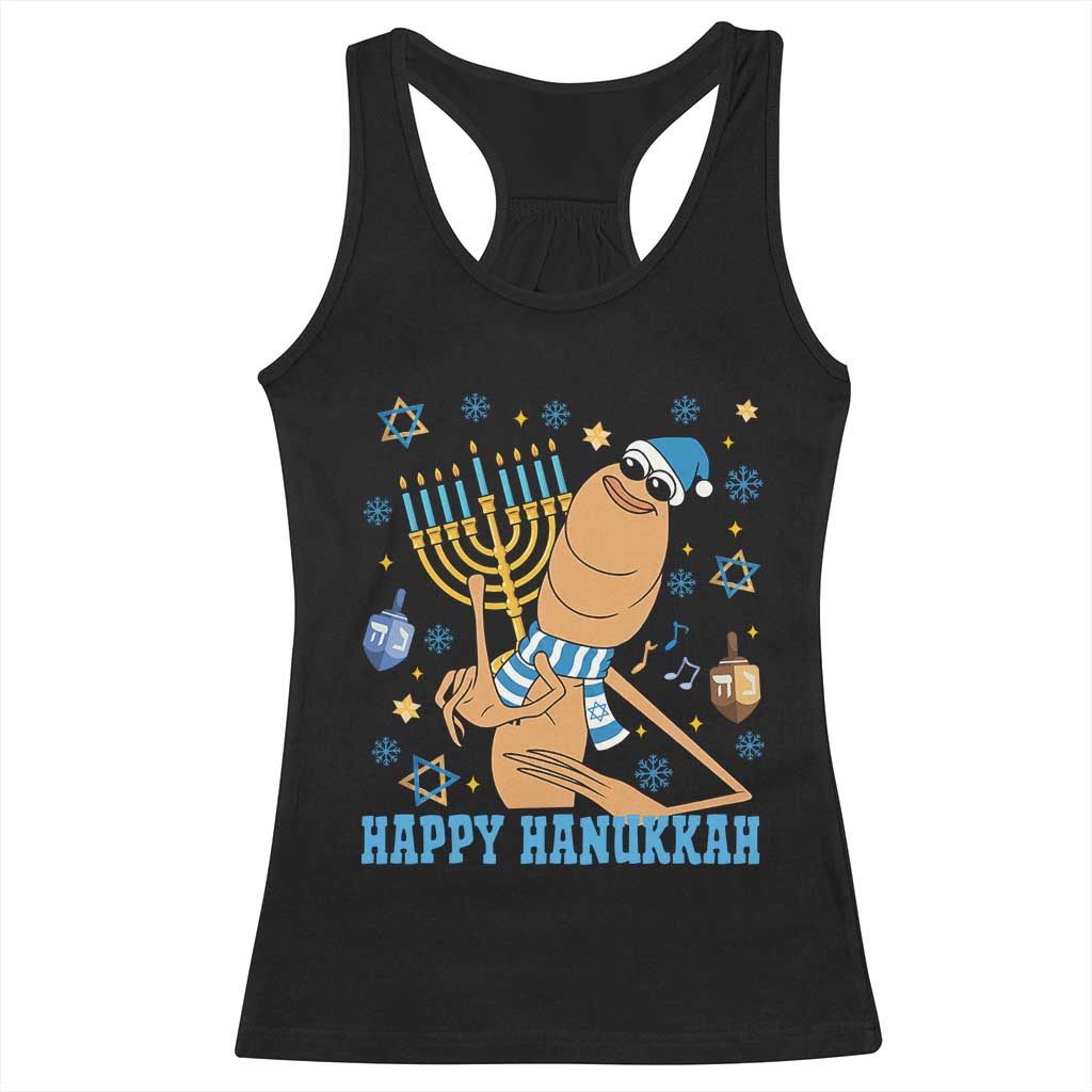 Funny Marcus The Worm Hanukkah Meme Racerback Tank Top - Wonder Print Shop