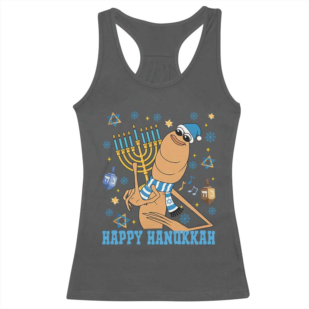 Funny Marcus The Worm Hanukkah Meme Racerback Tank Top - Wonder Print Shop