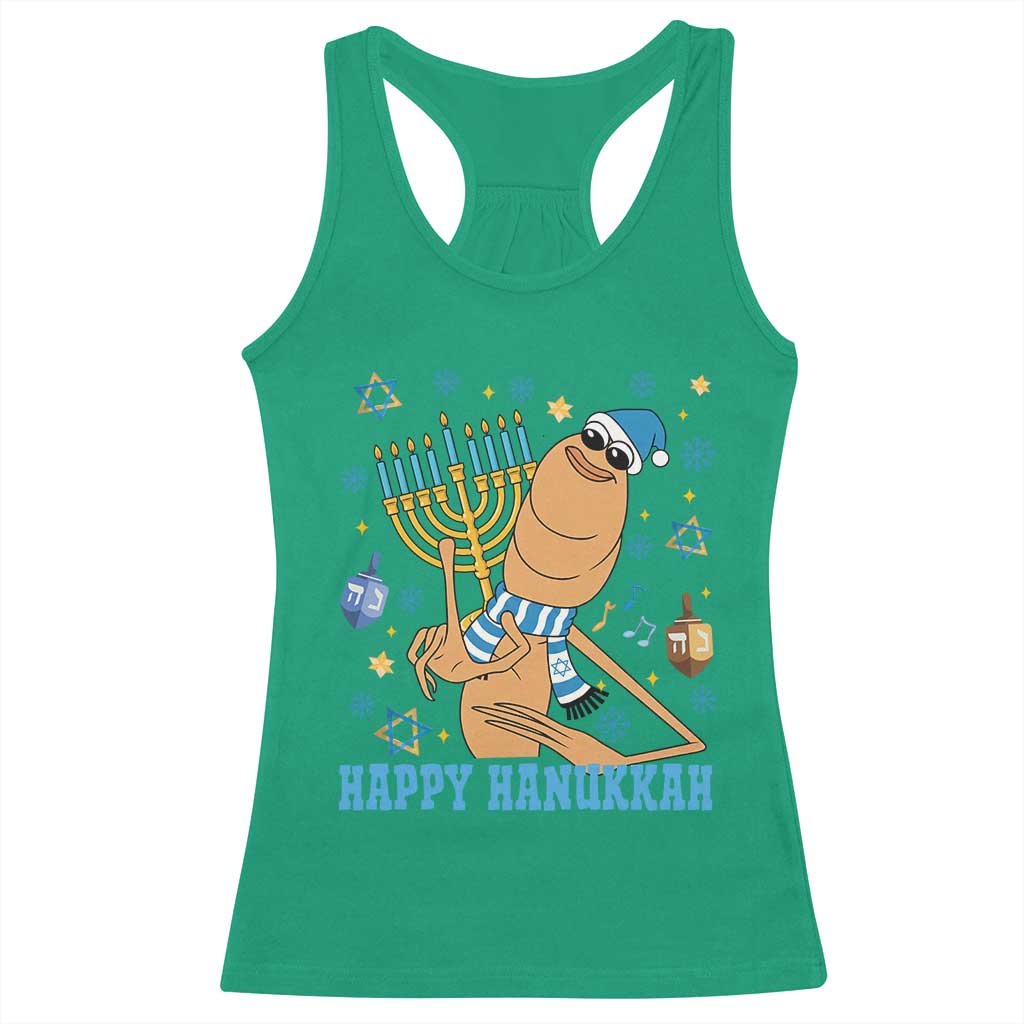 Funny Marcus The Worm Hanukkah Meme Racerback Tank Top - Wonder Print Shop