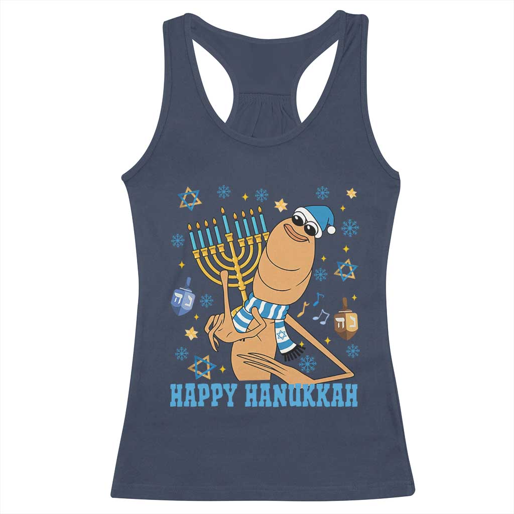 Funny Marcus The Worm Hanukkah Meme Racerback Tank Top - Wonder Print Shop