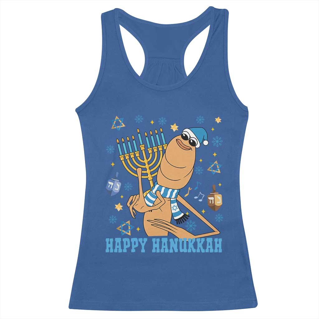 Funny Marcus The Worm Hanukkah Meme Racerback Tank Top - Wonder Print Shop
