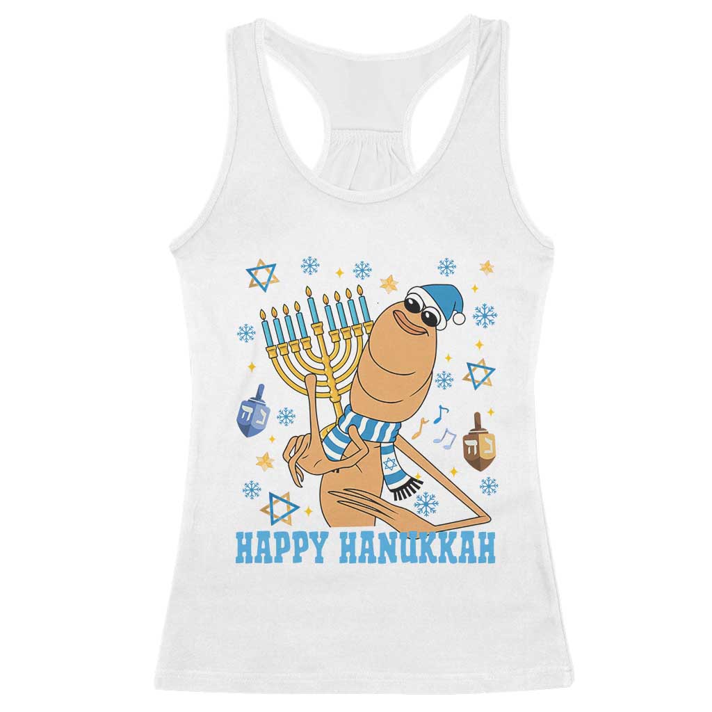 Funny Marcus The Worm Hanukkah Meme Racerback Tank Top - Wonder Print Shop