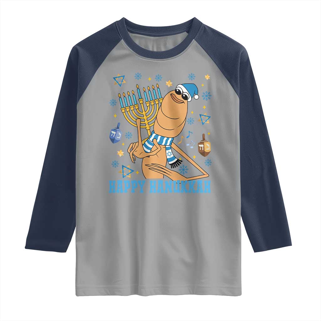 Funny Marcus The Worm Hanukkah Meme Raglan Shirt - Wonder Print Shop