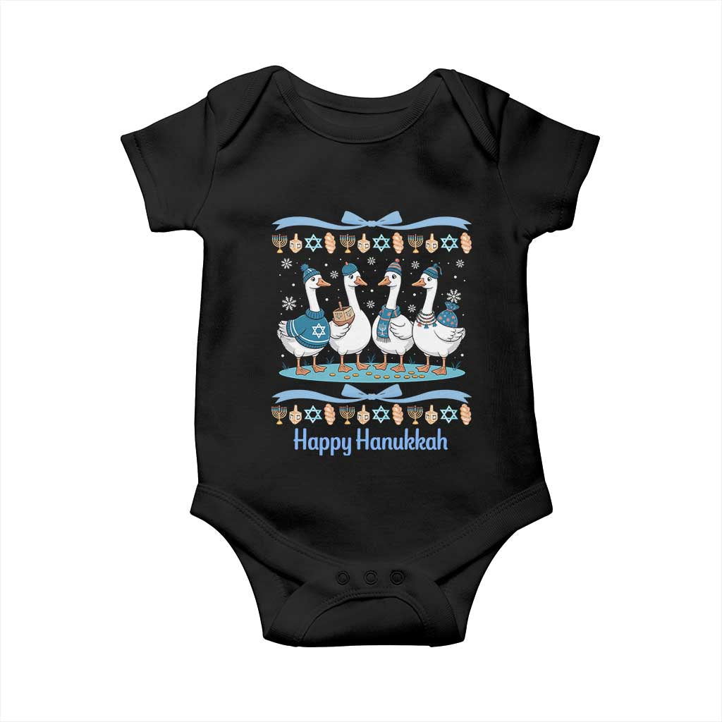Happy Hanukkah Baby Onesie Funny Silly Goose Chanukah - Wonder Print Shop