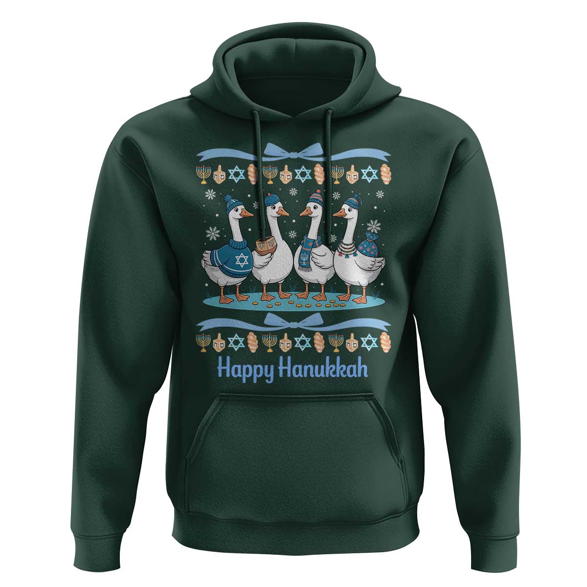 Happy Hanukkah Hoodie Funny Silly Goose Chanukah - Wonder Print Shop