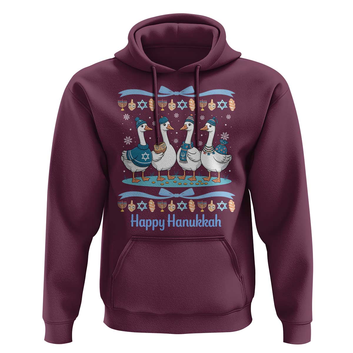Happy Hanukkah Hoodie Funny Silly Goose Chanukah - Wonder Print Shop
