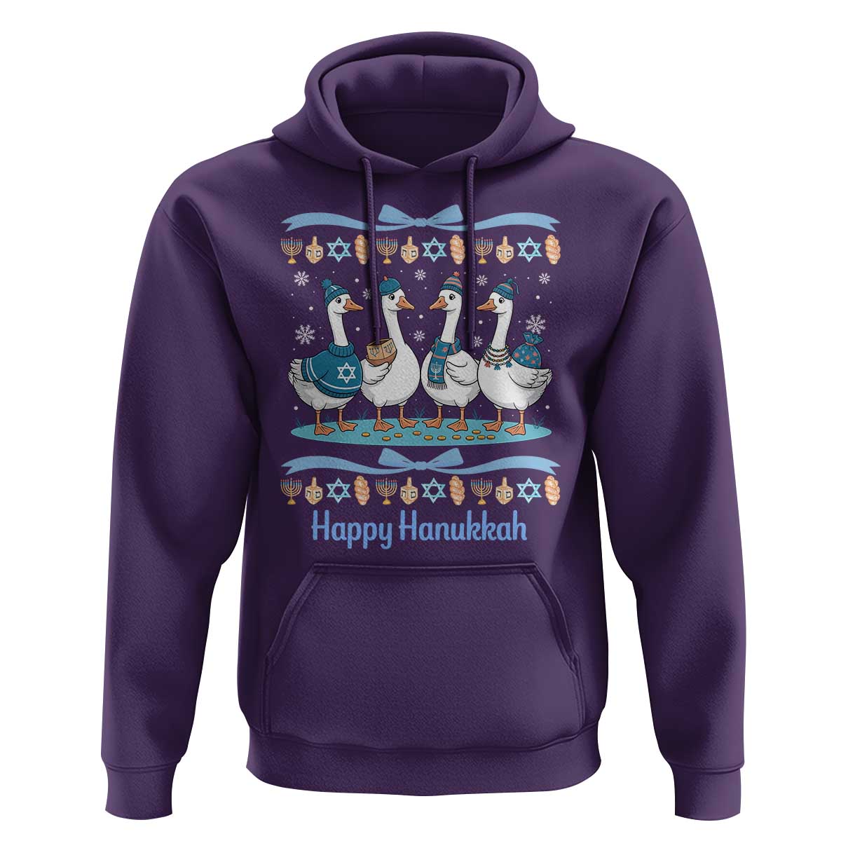 Happy Hanukkah Hoodie Funny Silly Goose Chanukah - Wonder Print Shop