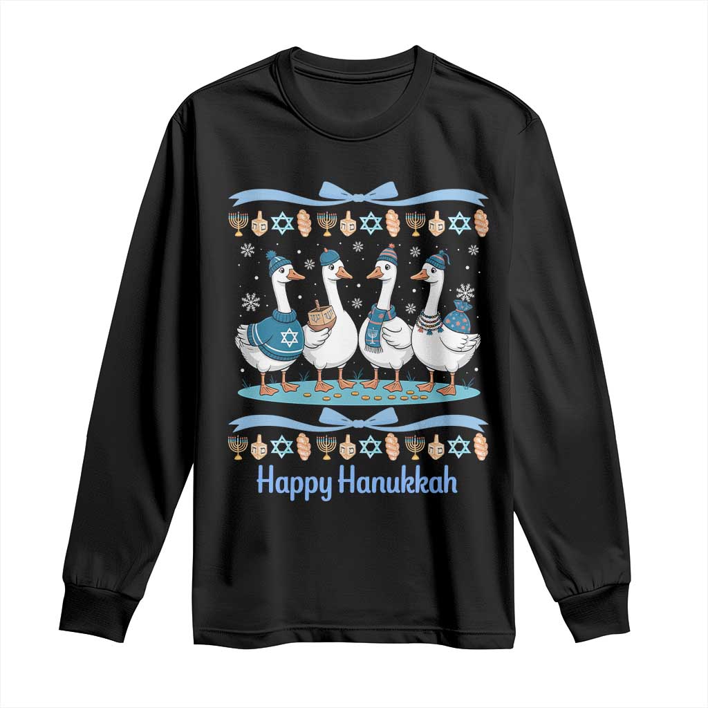 Happy Hanukkah Long Sleeve Shirt Funny Silly Goose Chanukah - Wonder Print Shop