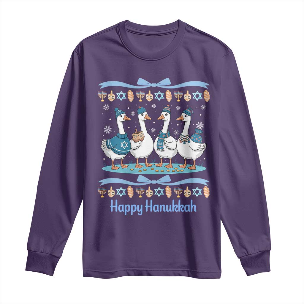 Happy Hanukkah Long Sleeve Shirt Funny Silly Goose Chanukah - Wonder Print Shop