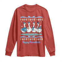 Happy Hanukkah Long Sleeve Shirt Funny Silly Goose Chanukah - Wonder Print Shop