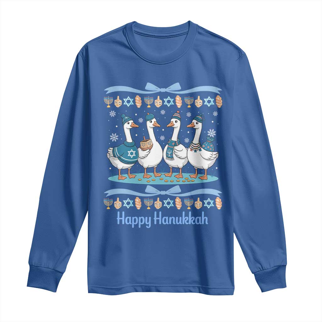 Happy Hanukkah Long Sleeve Shirt Funny Silly Goose Chanukah - Wonder Print Shop
