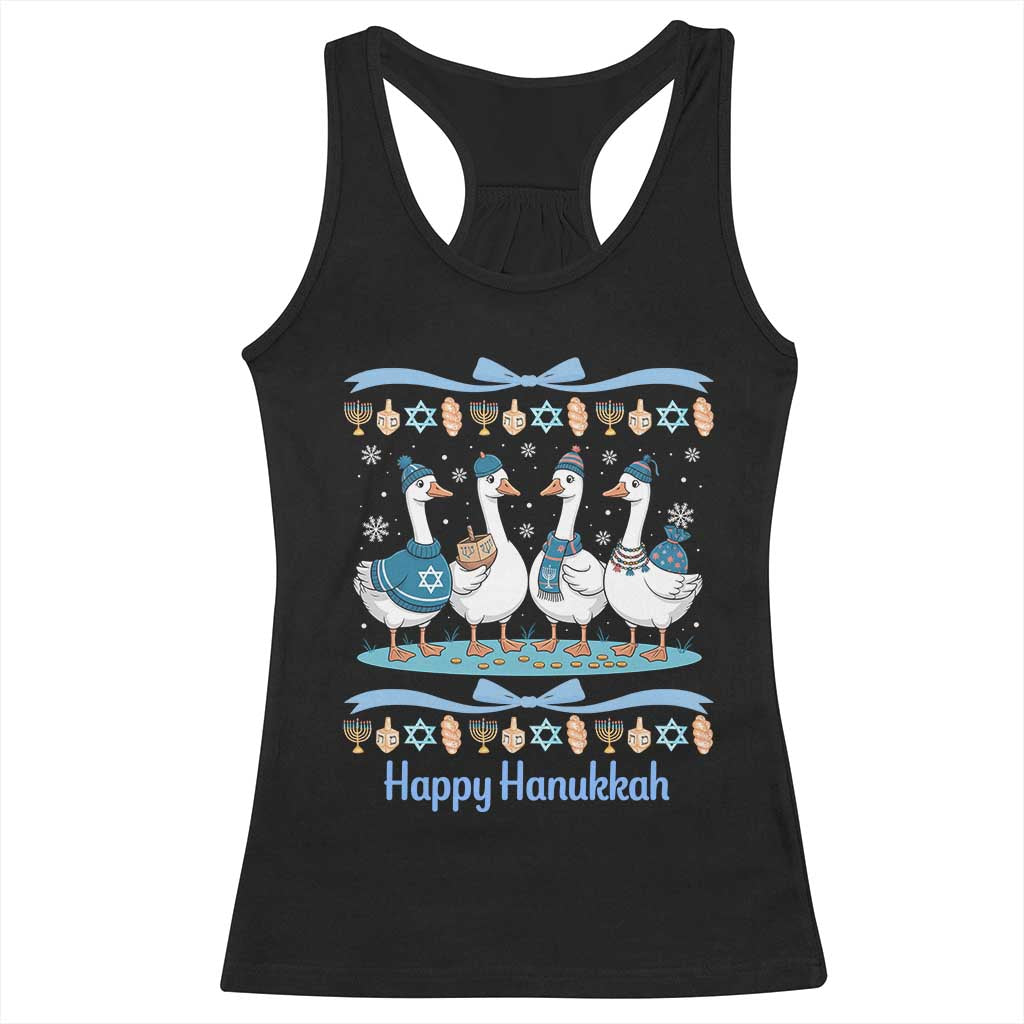 Happy Hanukkah Racerback Tank Top Funny Silly Goose Chanukah - Wonder Print Shop