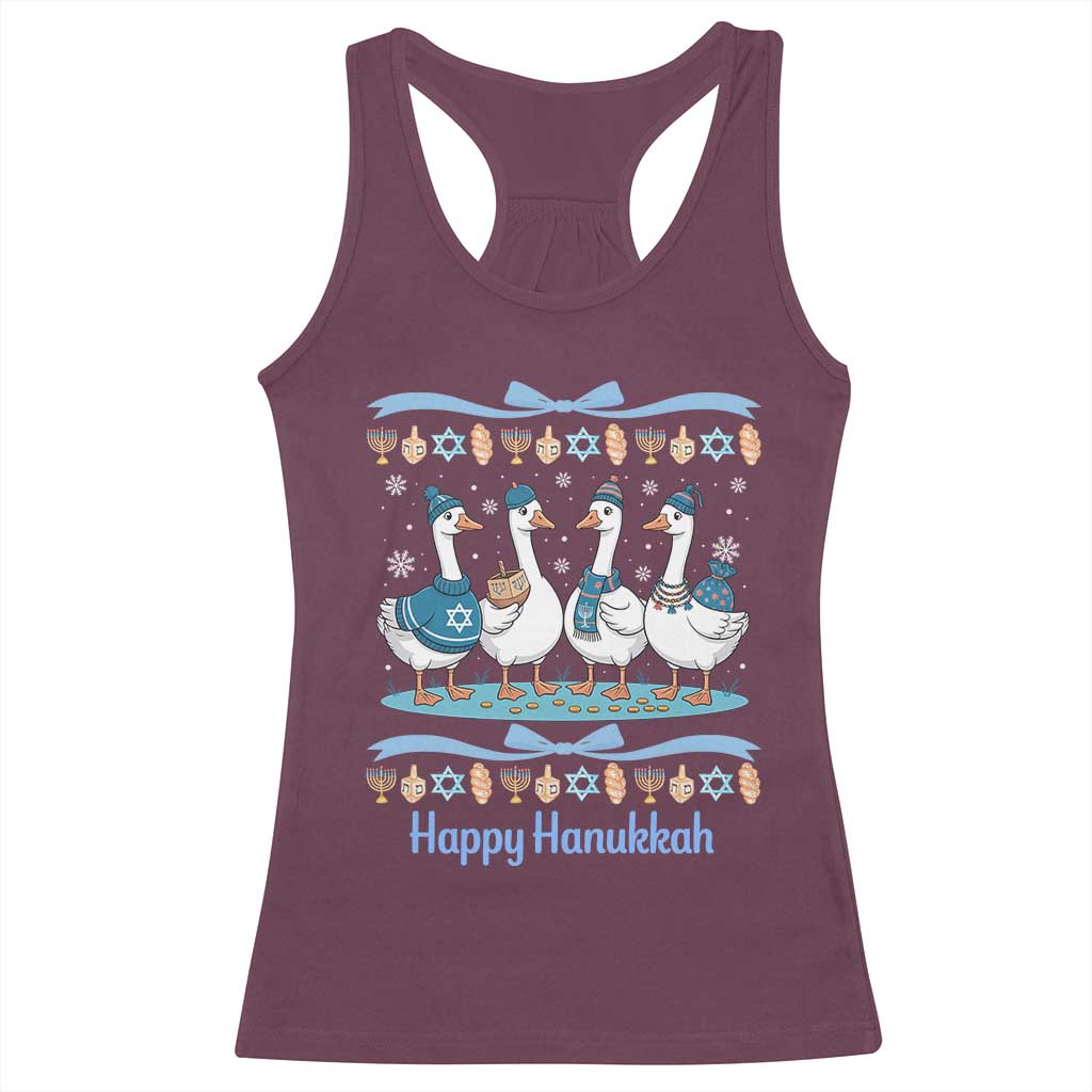 Happy Hanukkah Racerback Tank Top Funny Silly Goose Chanukah - Wonder Print Shop