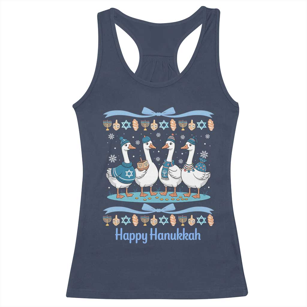 Happy Hanukkah Racerback Tank Top Funny Silly Goose Chanukah - Wonder Print Shop