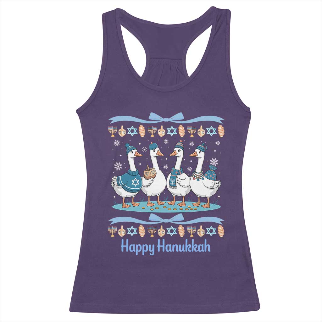 Happy Hanukkah Racerback Tank Top Funny Silly Goose Chanukah - Wonder Print Shop