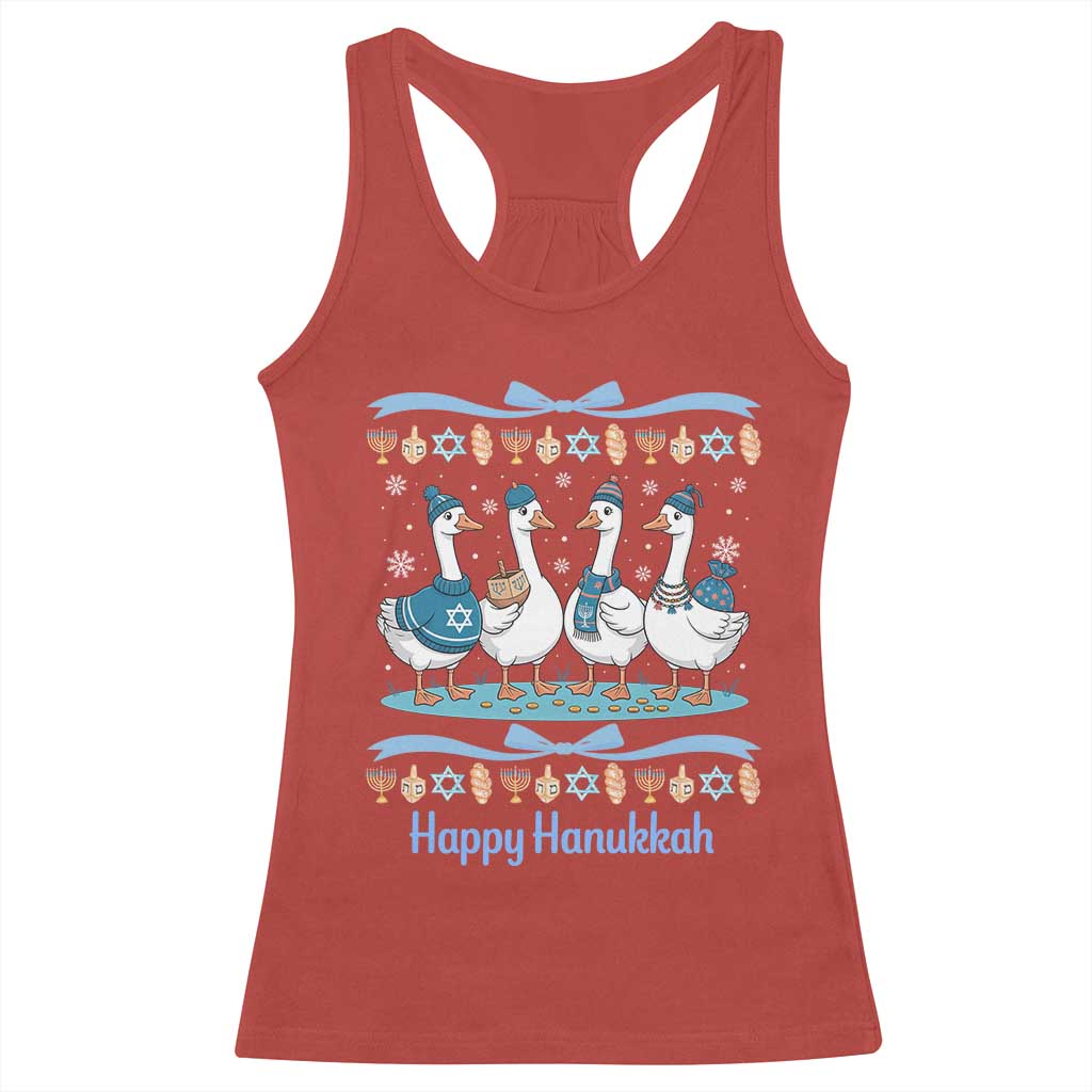 Happy Hanukkah Racerback Tank Top Funny Silly Goose Chanukah - Wonder Print Shop