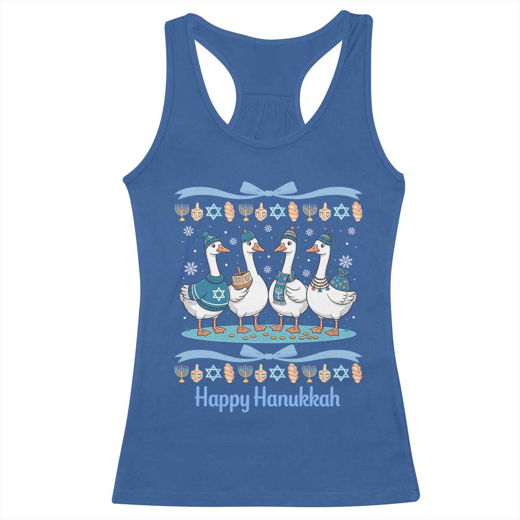 Happy Hanukkah Racerback Tank Top Funny Silly Goose Chanukah - Wonder Print Shop