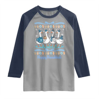 Happy Hanukkah Raglan Shirt Funny Silly Goose Chanukah - Wonder Print Shop