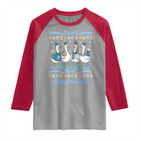 Happy Hanukkah Raglan Shirt Funny Silly Goose Chanukah - Wonder Print Shop
