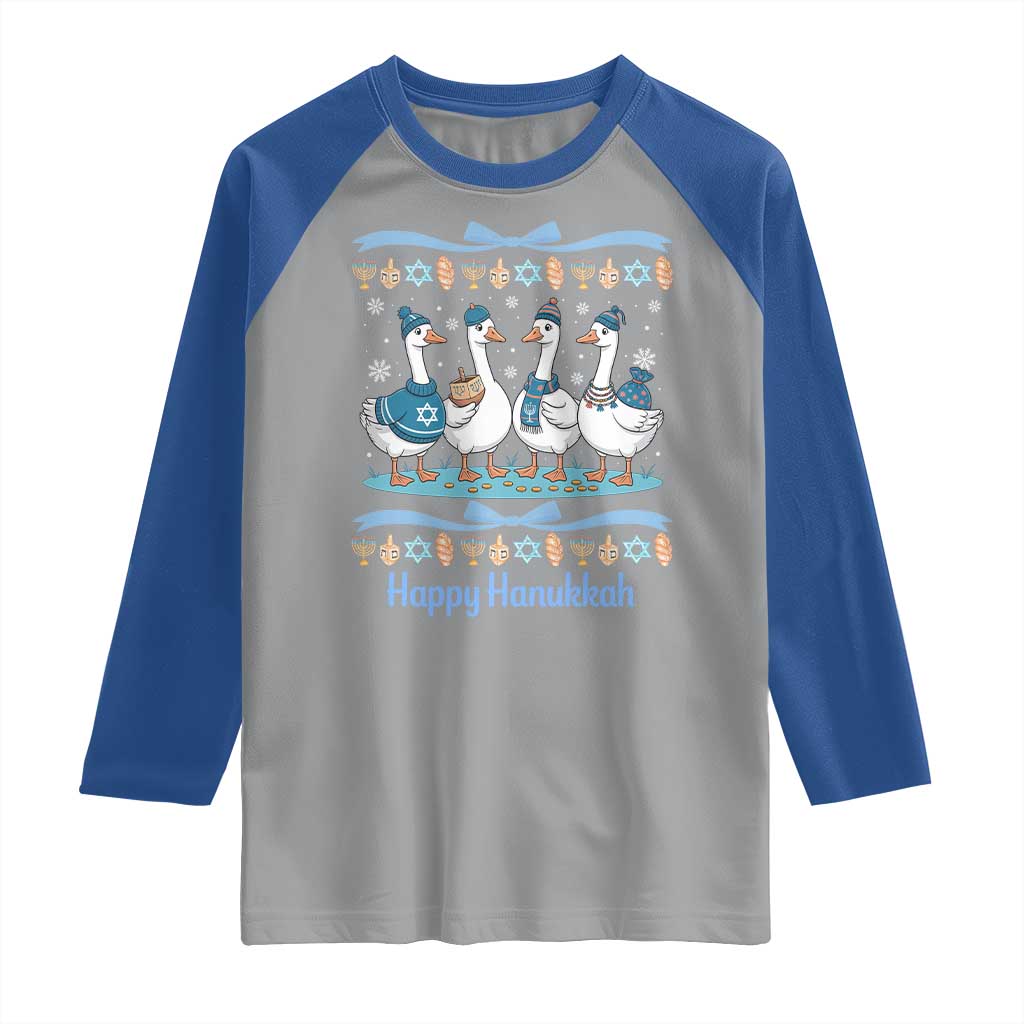 Happy Hanukkah Raglan Shirt Funny Silly Goose Chanukah - Wonder Print Shop